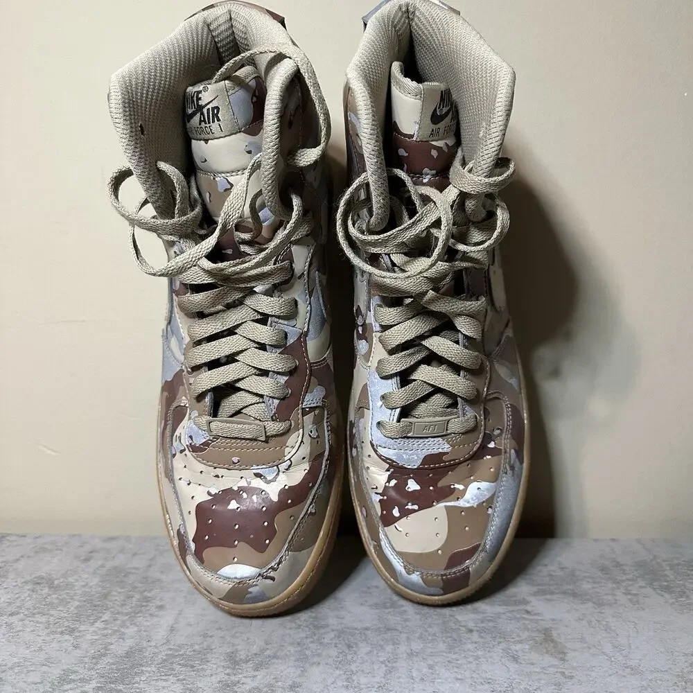 NIKE AIR FORCE 1 HIGH BY YOU ID 3M REFLECTIVE DESERT CAMO SZ 10 RARE